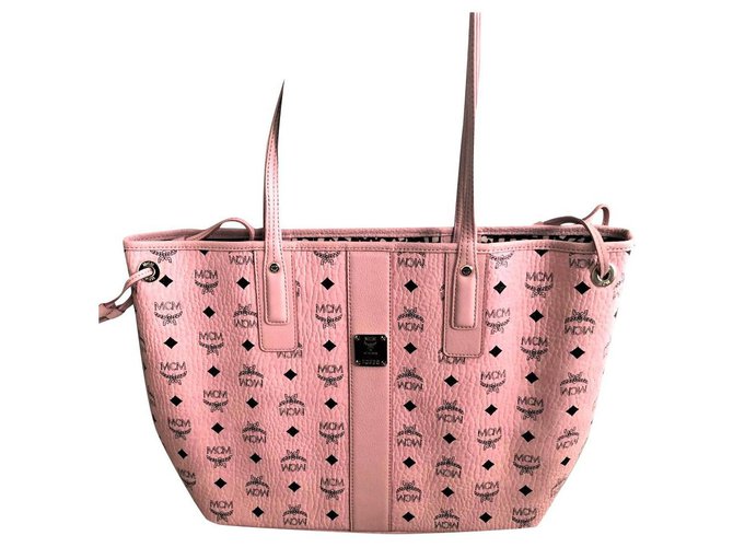 MCM Medium Liz Reversible Visetos Leather Shopper in Pink