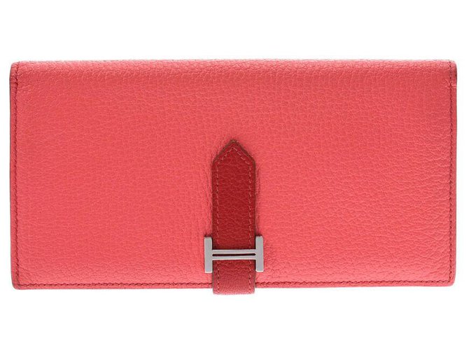 Hermès Hermes Bearn Brieftasche Pink Leder  ref.187523