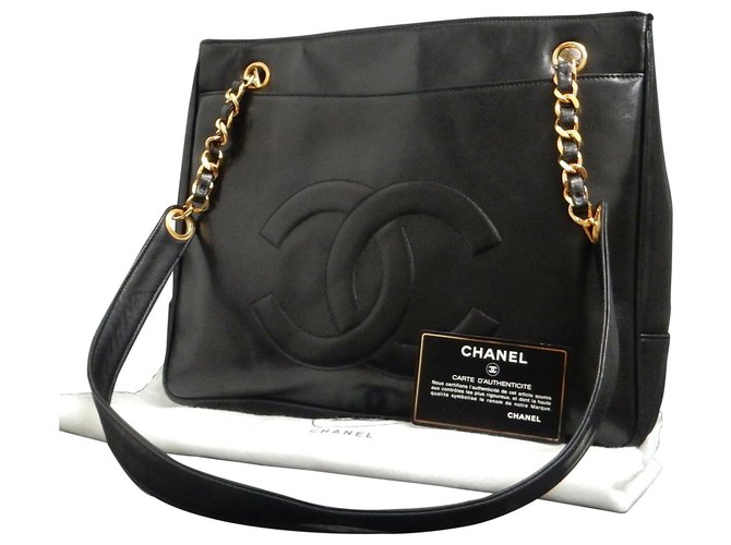 Chanel Grand shopping Black Leather  ref.187535