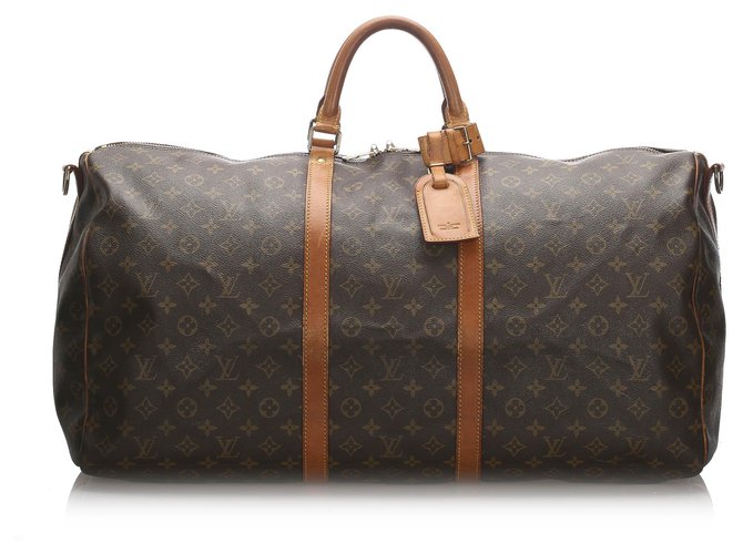 LOUIS VUITTON Keepall 60 Monogram Canvas Travel Bag Brown