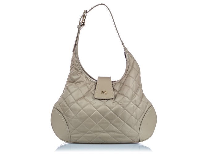 Burberry Gray Quilted Nylon Brooke Hobo Bag Grey Leather Cloth  ref.187641
