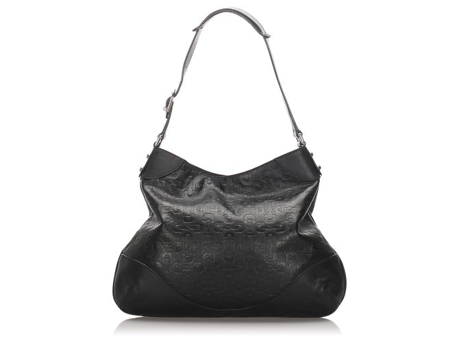 black embossed gucci bag