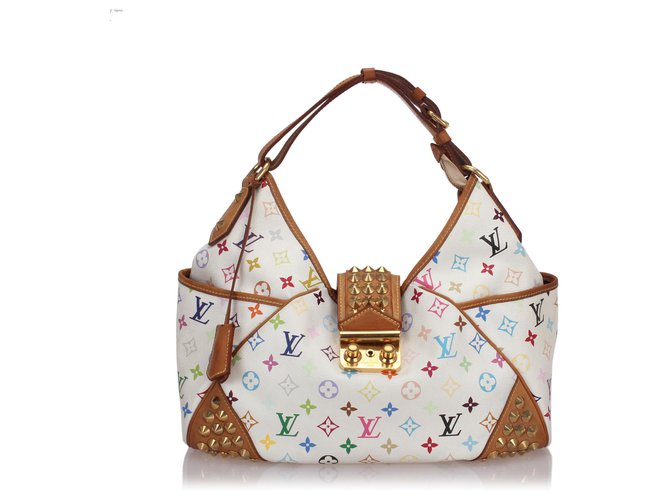 Louis Vuitton White Monogram Multicolore Chrissie MM Multiple colors  Leather Cloth ref.187788 - Joli Closet