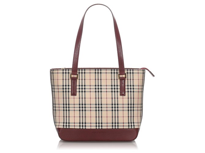 Burberry Brown House Check Canvas Tote Bag Multiple colors Beige Leather Cloth Pony-style calfskin Cloth  ref.187826