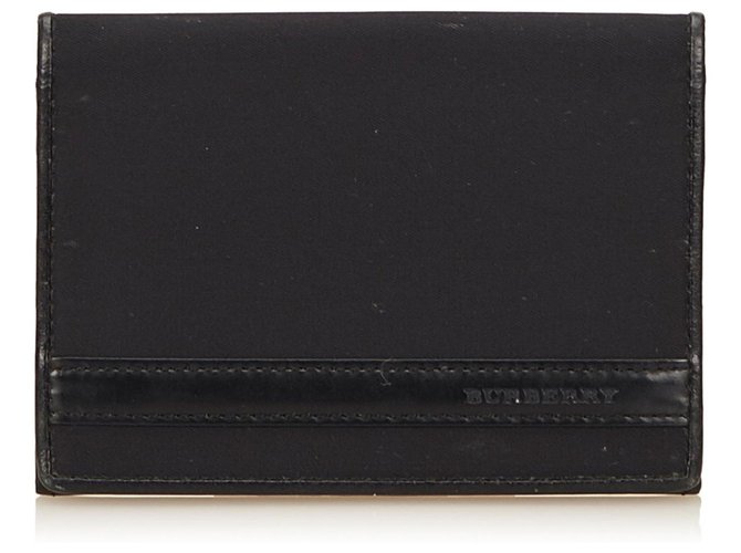 Burberry Black Nylon Card Holder Leather Cloth  ref.187862