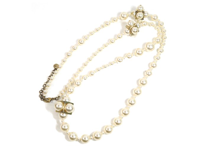 Chanel White Faux Pearl Necklace  ref.187976