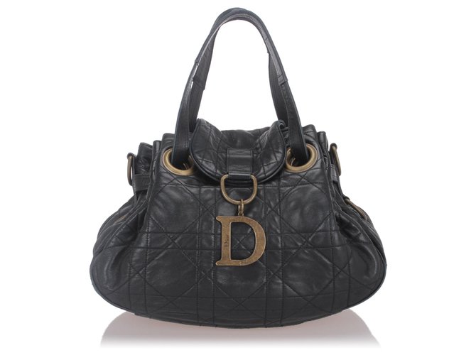 Dior Black Cannage Leather Shoulder Bag  ref.188058