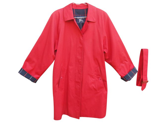 Burberry woman raincoat vintage model Marfield t 40 Red Cotton Polyester  ref.188083
