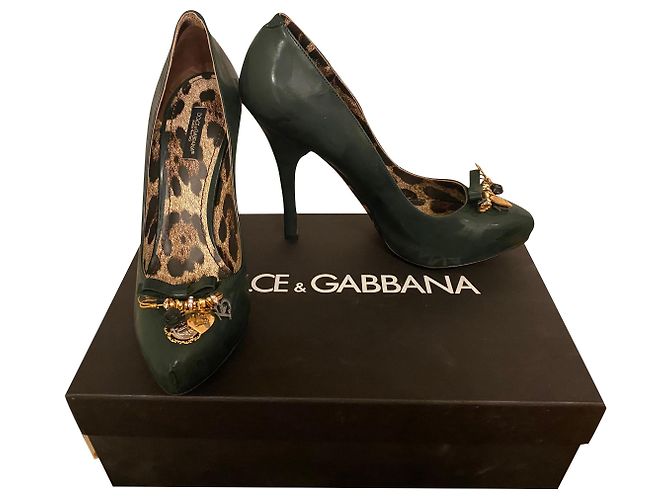 Dolce & Gabbana Pumps Leder Dunkelgrün