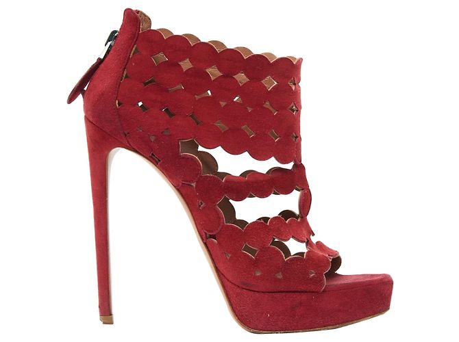 Alaïa Brick Suede Pumps Red Size 37