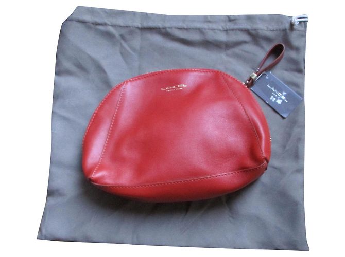 Lancel Sienna leather clutch. Orange