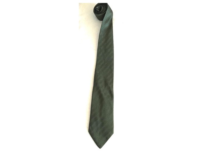 Lanvin Cravatte Verde scuro Seta  ref.188306