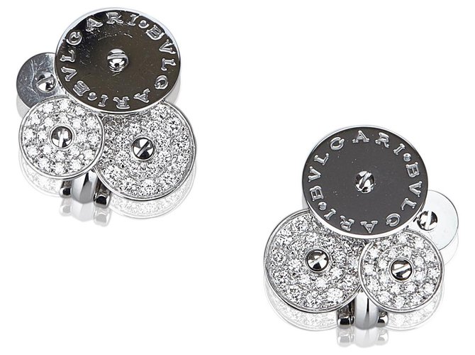 Autre Marque Bvlgari Silver Diamond Cicladi Earrings Silvery Metal  ref.188453