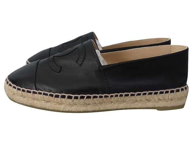 Chanel espadrillas Nero Agnello Pelle