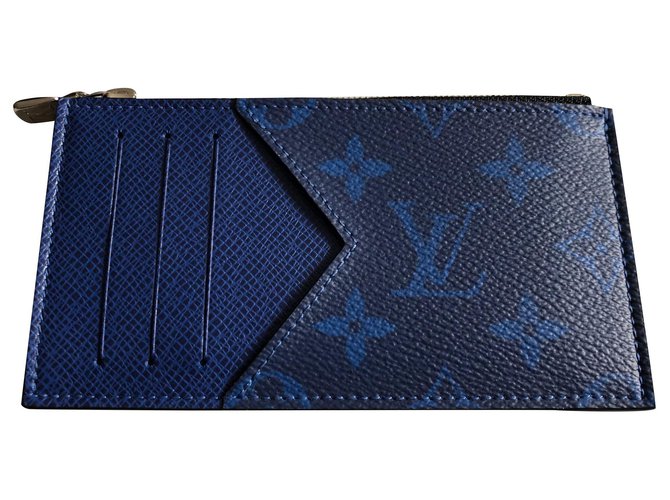 Louis Vuitton Coin card holder new Blue Leather  ref.188532