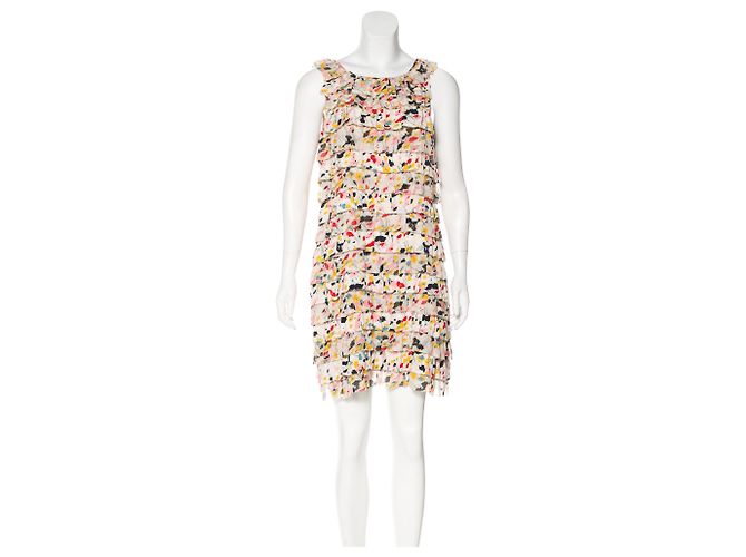 Diane Von Furstenberg DvF Tedesca vestido de seda com babados Multicor