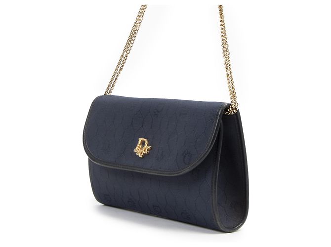 Borsa a tracolla Christian Dior in tela e pelle blu