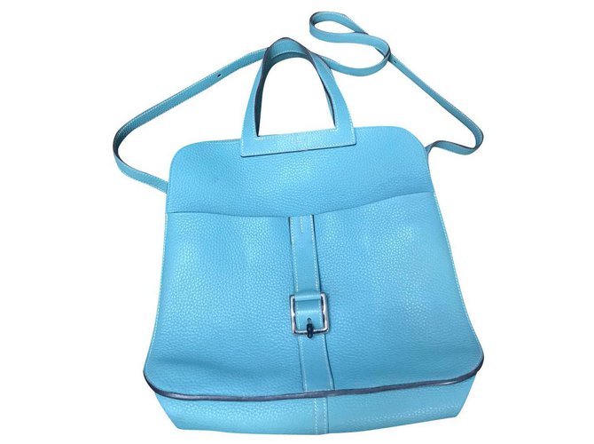 Hermès Halzan handbag Azul Couro  ref.188641