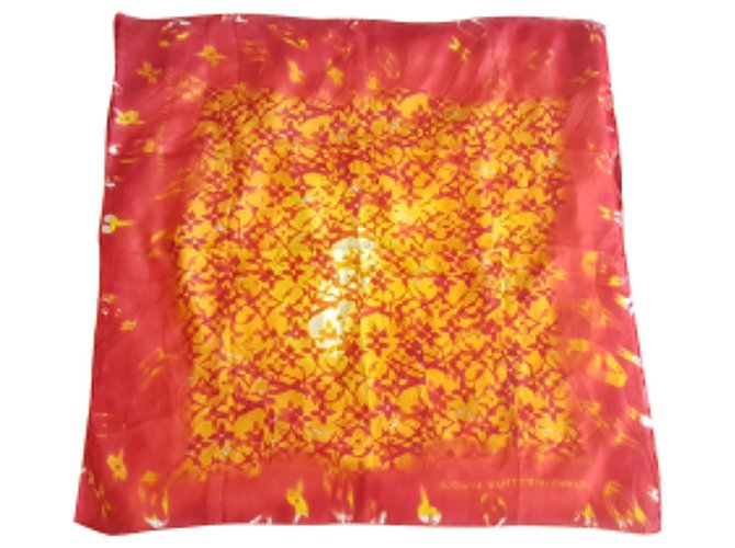 Louis Vuitton Silk scarves Red Orange  ref.188685