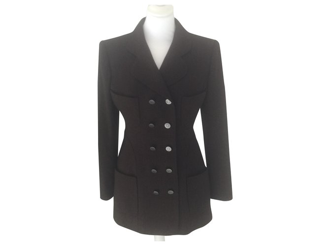 Chanel Blazer jacket Chocolate Silk Wool  ref.188748