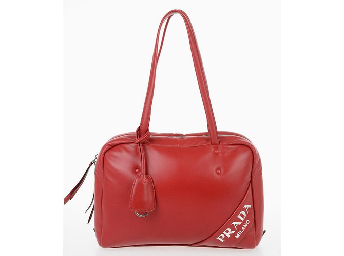 red leather prada bag