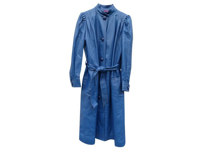 Christian Dior Trench Coats Azul Couro  ref.188759
