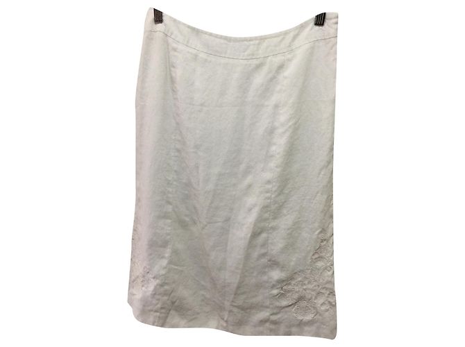 Burberry Gestickter Leinenrock Weiß