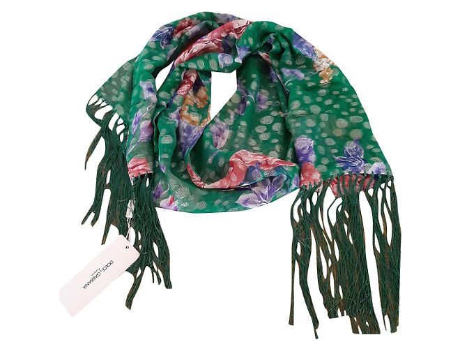 Pañuelo Dolce & Gabbana de seda verde con estampado floral