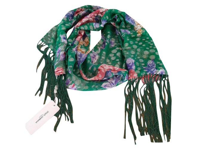 Dolce & Gabbana Silk scarf Green  ref.188770