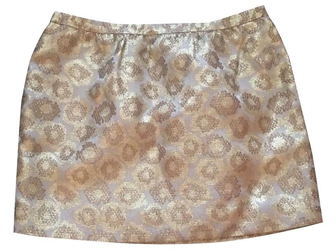 J.Crew Golden jacquard skirt. Animal pattern. Side pockets. Leopard print