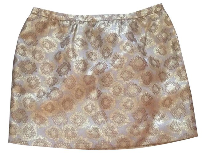 J.Crew Golden jacquard skirt. Animal pattern. Side pockets. Leopard print Silk Rayon  ref.188772