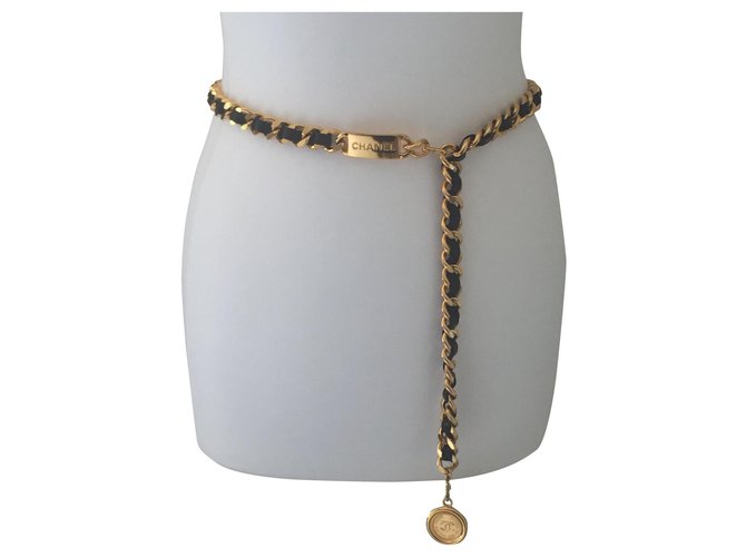Chanel Belts Black Golden Metal Lambskin  ref.188797