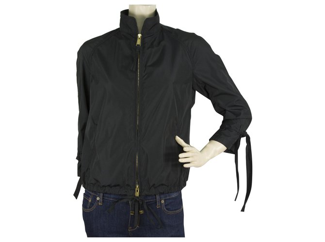 Dsquared2 Dsquared 2 Black Zipper Front Womans Bows Knot Sleeve Jacket Top - SZ 40 Polyester  ref.188837