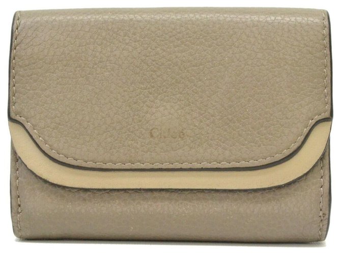Chloé Leather Bifold Compact Grey  ref.188906