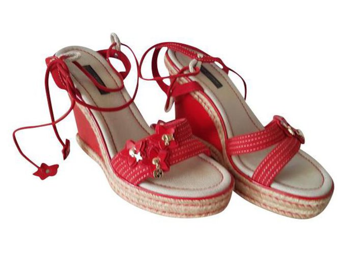 Louis Vuitton Sandals Red Leather  ref.188996