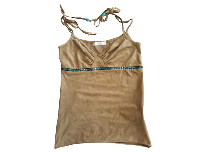 Maje Suede Strap Top Caramel