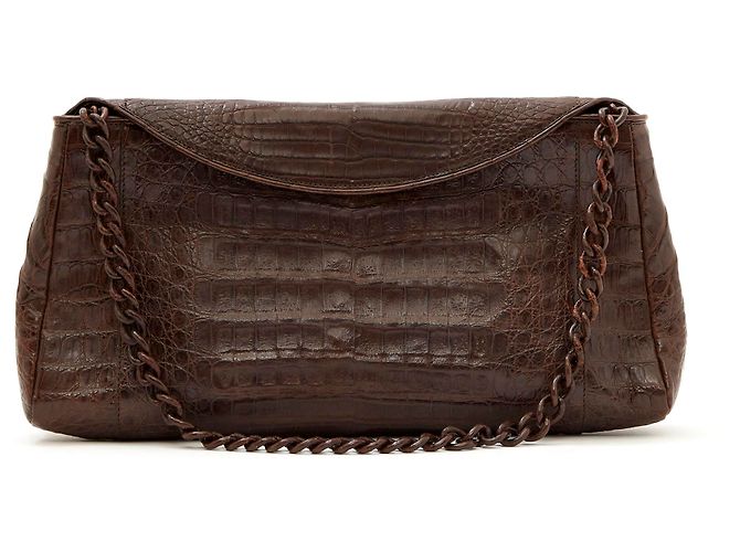 Nancy Gonzalez BROWN MATT CROCODILE WITH STRAP Marron