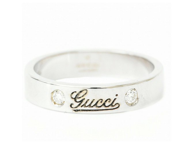 Anel de diamante Gucci Prata Ouro branco  ref.189169