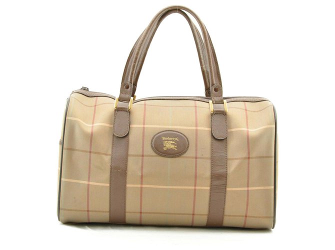 Burberry Nova Check Nylon Hand bag Brown Cloth  ref.189200
