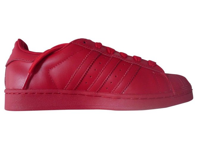 Do housework pyramid Thank you ADIDAS PHARRELL WILLIAMS NEW RED SNEAKERS LEATHER T37,5 ref.189304 - Joli  Closet