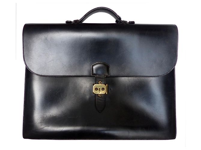 Sac à dépêches Hermès Malas Pastas Preto