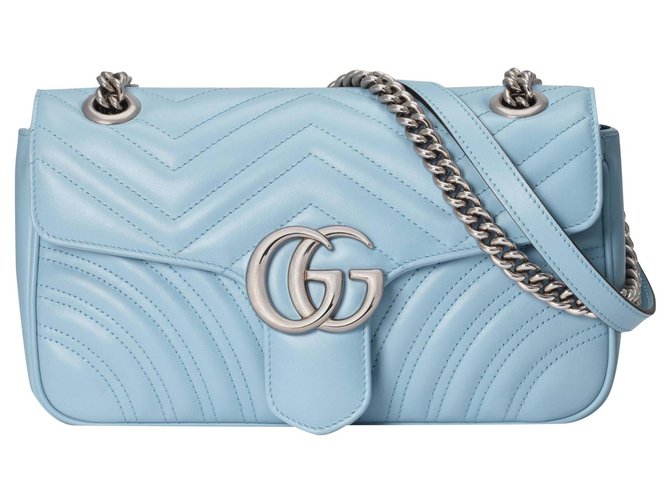 Sac à main Gucci GG Marmont Large bleu clair - Gaja Refashion