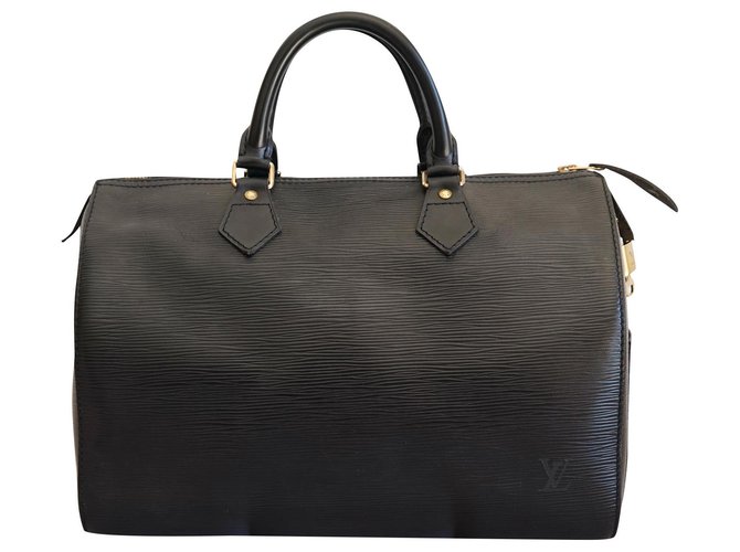 Speedy Louis Vuitton Handbags Black Leather  ref.189527