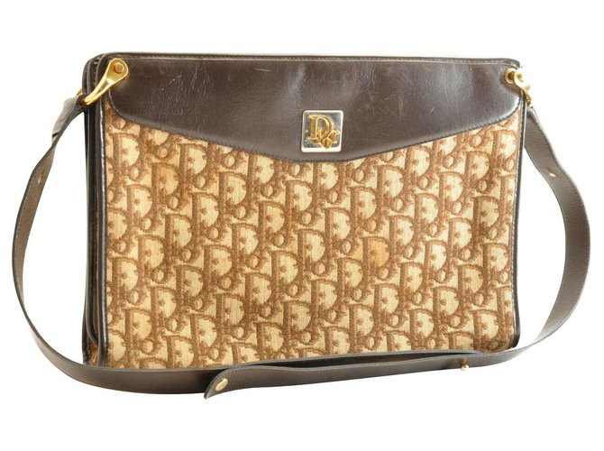 Dior Vintage Shoulder Bag Brown Cloth  ref.189639