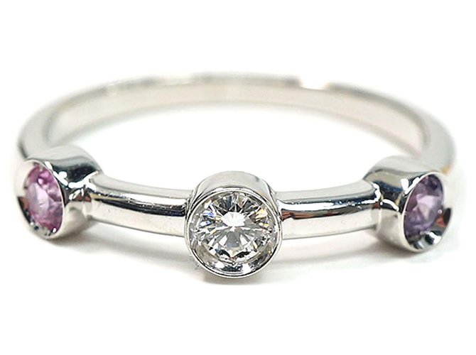 Chanel Silver 18Anello con diamante K e zaffiro Argento Rosa Metallo  ref.189745