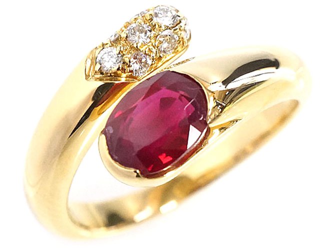 Autre Marque Bvlgari Gold 18K Anel de diamante e rubi Astrea Vermelho Dourado Metal  ref.189753