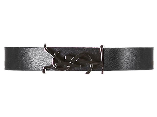 Monogram Leather Bracelet in White - Saint Laurent