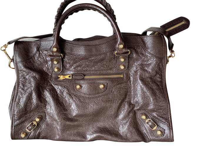 City Balenciaga Handbags Dark brown Leather  ref.189901