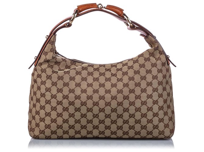 Gucci GG Canvas Twins Hobo Bag Beige Cloth ref.484785 - Joli Closet
