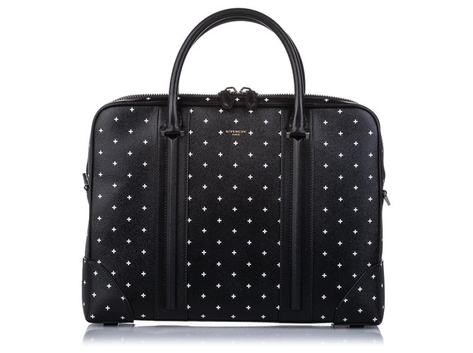 Givenchy Black Printed Leather Briefcase White Pony-style calfskin  ref.190081